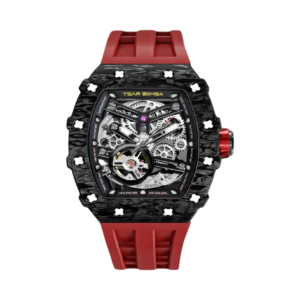 Tsar Bomba Elemental TB8208CF-39 Automatic Carbon Fiber Bezel Red Rubber Strap
