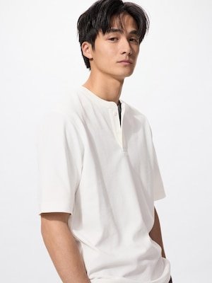 T-Shirt Dry Waffle Kerah Henley