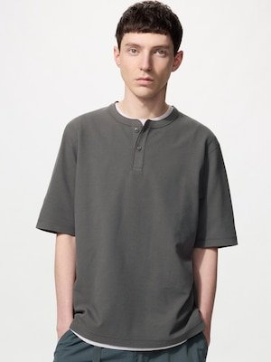 T-Shirt Dry Waffle Kerah Henley