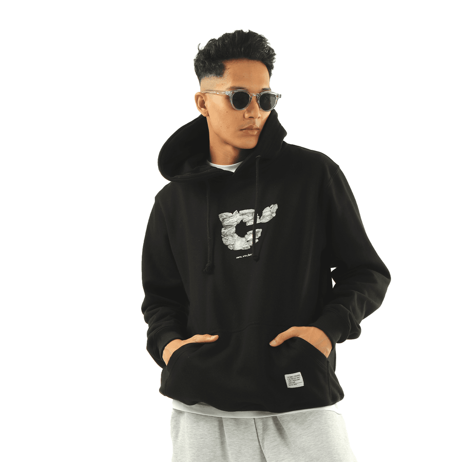 STONE HOODIE BLACK